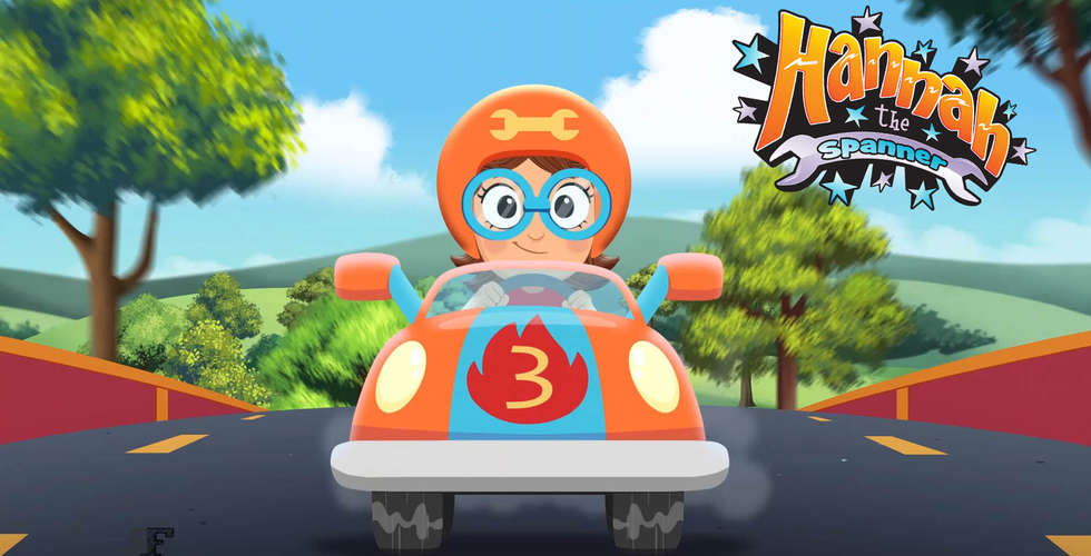 Hannah Racing a Race Car